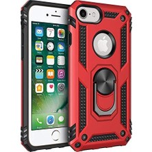 Daisy Home 6s Plus Için Kılıf Military Ring Holder Kırmızı [ 6s Plus ile Uyumlu Kılıf - Kırmızı]