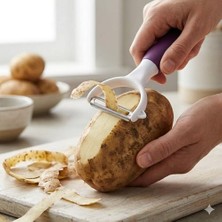 Daisy Home Profesyonel Meyve Sebze Soyucu - Paslanmaz Çelik Tırtıklı Jülyen Bıçaklı Pratik Mutfak Gereci, Ergonomik Kaymaz Saplı Patates, Havuç ve Elma Soyacağı