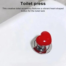 Daisy Home Kalp Tasarımlı Klozet Sifon Tuşu Kırmızı, Yapışkanlı Kolay Montaj, Dekoratif Banyo Aksesuarı, Estetik Basmalı Tuş Aparatı