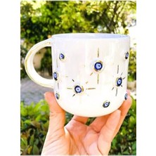 Daisy Home Cw Celine's Wonders Premium Kalite 24 Ayar Altın Kaplama Nazar Mug, El Yapımı Mug 400 ml 45NT1