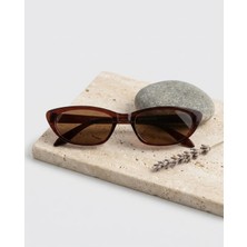 Funeyes Aventino Kahverengi Çekik Cat Eye Trend Dar Çekik Küçük Boy Güneş Gözlüğü