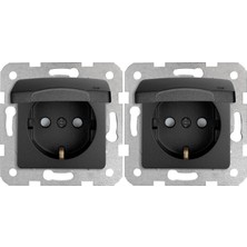 Daisy Home Life Gece Siyahı Kapaklı Topraklı Priz Çarpma Karşıtı Mekanizma ve Kapak (2 Paketi)