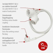Daisy Home Kaliteli Plastik Uzatma Kablosu, Yassı Fişli (Iç Mekan Için Çoklu Fiş, 3 M Kablo, Çift Priz, 2 Bölmeli) Beyaz