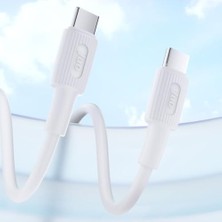 Daisy Home Juo 60W USB Type-C To Type-C Silikon Hızlı Şarj ve Data Kablosu Beyaz 1 Metre