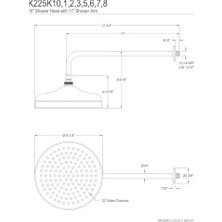Daisy Home K225K12 Tasarımcı Trimscape Viktorya Dönemi 25,4 cm Duş Başlığı, 43,18 cm Yağmur Damlası Duş Kolu, Cilalı Pirinç