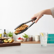 Daisy Home Deconox Mutfak Maşası Yemek Izgara Salata Barbekü Kızartma Maşası, Isıya Dayanıklı Paslanmaz Çelik Saplı Silikon Yemek Maşası 3 Renk Seçeneği (Gri-Krem-Bej) (Gri)