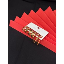 Melisa Takı & Aksesuar 316L Çelik Jewelry Gold Renk 6lı Set Zirkon Taşlı Küpe
