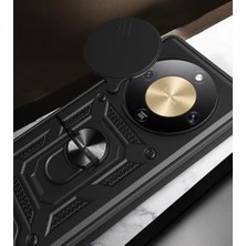 Daisy Home Honor 8 Lite 5g ile Uyumlu Kılıf Sürgülü Siyah Panther Yüzüklü Silikon Orijinal (Honor 8 Lite 5g ile Uyumlu, Sürgülü Siyah)