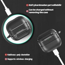 Daisy Home Airpods 4. Nesil Uyumlu Karbon Fiber Hybrid Polymer Technology Premium Kulaklık Kılıfı (Siyah)