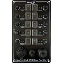 Remkay Tekne & Karavan 10LU Çakmak + Irgatlı Switch Sigorta Paneli