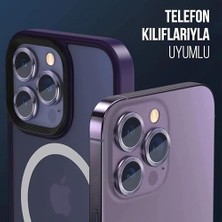 Daisy Home Iphone Alüminyum Alaşım Çerçeveli Tempered Glass Kamera Lens Koruyucu (14 Pro Max Mor)