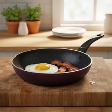 Daisy Home Deconox Papilla Buzz 26 cm Mor Kırçıl Granit Efektli Yapışmaz Tava - Yanmaz Kızartma ve Sote Tavası