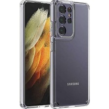 Daisy Home Galaxy S21 Ultra ile Uyumlu Kılıf Full Şeffaf Sararmaz Kapak Renksiz