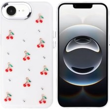 Daisy Home 16E ile Uyumlu Kılıf Kabartmalı Kelebek-Kiraz-Çiçek Dizayn Şeffaf Kutup Kapak Kiraz