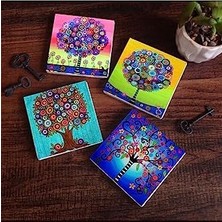 Daisy Home Hayat Ağacı Taş Bardak Altlığı Seti - 4 Parça - Dekoratif, Rustik Mutfak Aksesuarı, 10X10 Cm, Kaydırmaz Tabanlı, Şık ve Dayanıklı SC150