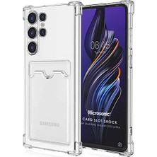 Daisy Home Galaxy S23 Ultra Için Card Slot Kılıf Şeffaf [galaxy S23 Ultra ile Uyumlu Kılıf - Şeffaf]