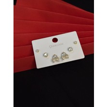 Melisa Takı & Aksesuar 316L Çelik Jewelry Gold Renk 6lı Set Zirkon Taşlı Küpe