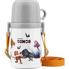 Daisy Home Zwıllıng Thermo Isoleerfles Met Beker In Draagriem - 380 ml - Dino Marka Zwıllıng