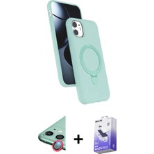 Marsilyan™- iPhone 11 Kılıf Iz Işık Koleksiyonu - Siyah Bilvis 5in1 5d Magic Hayalet Cam Ekran Koruyucu + Kırmızı Raze Metal Kamera Lens
