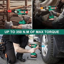 Daisy Home For Better Lıfe 18V Akülü Darbeli Anahtar, 350NM Darbeli Anahtar, Darbeli Sürücü Darbe Frekansı 4.0AH Pil ile 3000IPM, 17/19 / 21MM Için 3 Darbeli Soket, 10 / 13MM Mandrel, Tekerlek Cıvataları