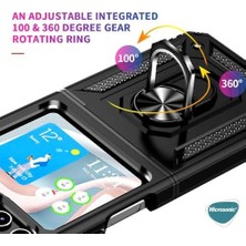 Daisy Home Galaxy Z Flip 5 Için Kılıf Military Ring Holder Siyah [galaxy Z Flip 5 ile Uyumlu Kılıf - Siyah]