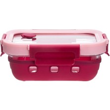 Daisy Home Vip Ahmet Dikdörtgen Kilitli Cam Saklama Kabı, 640 ml Pembe
