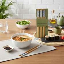 Daisy Home Deconox 4 Çift (8 Adet) Desenli Bambu Yemek Çubuğu Seti – 21CM %100 Doğal Ahşap Sushi Çubuğu | Ramen, Noodle ve Asya Yemekleri Için Yeniden Kullanılabilir ve Çevre Dostu Çubuk Seti (Mavi-Beyaz)