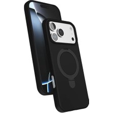 Daisy Home - 17 Pro ile Uyumlu Kılıf ile Uyumlu Halkalı Standlı Içi Kadife Yumuşak Mat Renkli Süet Silikon Kapak - Siyah