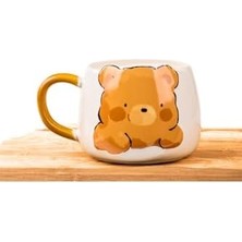 Daisy Home Mukko Home Sevimli Ayı Kabartmalı Porselen Kupa - 350 Ml, El Dekoru Boyama, Şık ve Dayanıklı Kupa,krem, MUG51K