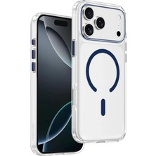 Daisy Home - 17 Pro Max ile Uyumlu Kılıf Leke Bırakmaz Şeffaf Renkli ile Uyumlu Halkalı Kapak - Lacivert