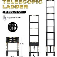 Daisy Home Teleskopik Merdiven, 6,5 Ft Rıkade Alüminyum Teleskopik Merdiven, Kaymaz Ayaklı, Taşınabilir Uzatma Merdiveni, Ev ve Dış Mekan Çalışmaları Için, 149,7 kg Kapasite