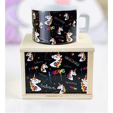 Daisy Home Giftmoda Ahşap Kutusunda Unicorn Tasarımlı Kupa Bardak