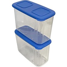 Daisy Home Tupperware 2'li Set Şeffaf ve Taze 715 ml Şeffaf Mavi Buzdolabı Sistemi Taze Sistem Konteyner Kapaklı Dikdörtgen