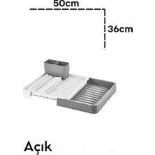 Daisy Home Deconox Açılır Kapanır Sürgülü Bulaşık Sepeti ve Kurutmalık – Genişleyebilir Pratik Mutfak Düzenleyici | Çatal Kaşıklık ve Tabak Bölmeli, Yerden Tasarruf Ettiren (32CM Veya 52CM Uzunluk) Antrasit-Gri