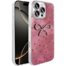 Daisy Home 16 Pro ile Uyumlu Kılıf Kamera Korumalı Fiyonk Kalp Figürlü Ponti Kapak Açık Pembe