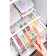 Daisy Home Rotanev 1 Adet 4 Bölmeli Öğünlük Et ve Sebze Saklama Kabı - Dondurulmuş Bakliyat Buzluk Buzdolabı Kutusu Large (Beyaz)