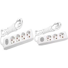 Daisy Home 4lü Anahtar-Topraklı Kablolu Ç.k 3m Priz + Üçlü Priz Anahtarlı Topraklı Kablolu Çocuk Korumalı 5 mt