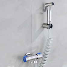 Daisy Home Paslanmaz Çelik Tuvalet Musluk Bide Seti Kolay Kurulum Kullanım Çift Çıkışlı Gümüş Evcil Hayvan Yıkama Aleti