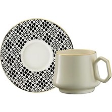 Daisy Home Sandro Moreno 1453 Pastel Geometrik Gold 12 Parça 6 Kişilik Kahve Fincan Takımı 90 ml