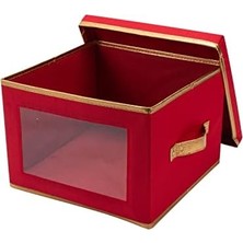 Daisy Home Simplify Tatil Yemek Tabağı Yemek Saklama Kutusu | 12,2 Inç | Noel Çin | 12 Keçe Bölücüler | Sofra Takımı Ayarı | Kırmızı