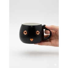 Daisy Home Porselen Kedili Kupa Bardak 7,5 * 13 cm (Siyah)