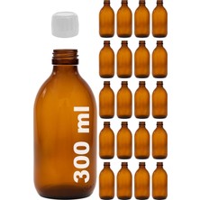 Daisy Home Afracam Amber Ecza Şişesi, 300 Ml, Kahverengi Cam, Plastik Contalı Kilit Kapak, Hava ve Sıvı Sızdırmaz, 28MM Ağız Çaplı, Parfüm Demlemek Için Uygun, 20 Adet (300 Ml, Beyaz Kapak)