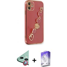 Marsilyan™- iPhone 12 Kılıf Nova Işık Prime - Siyah Bilvis 5in1 3D Magic Cam Ekran Koruyucu + Kırmızı Raze Metal Kamera Lens