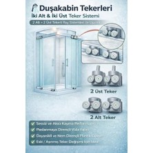 Daisy Home Duşakabin Tekerlek Seti 4 Adet (2 Üst + 2 Alt) 2x2 Sistem Uyumlu Kayar Cam Kapı Ray Tekerleri, Evrensel Yedek Parça, Sessiz ve Akıcı Kayma Performansı, Paslanmaya Dayanıklı