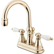 Daisy Home KS2612PL Governor 10 cm Merkezli Lavabo Bataryası Pirinç Açılır ve Porselen Kol Kolu, Cilalı Pirinç