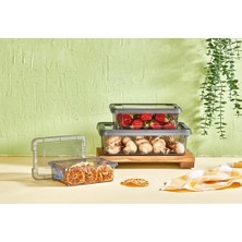 Daisy Home 3 Lü Kilitli Kapaklı Erzak Saklama Kabı Seti (0.8-1.5 - 3 Lt) Gri Şeffaf Bakliyat Kiler Kutusu, Bpa Free