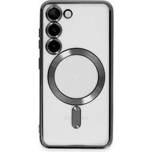 Daisy Home Kamera Korumalı Kılıf ile Uyumlu Şarj Özellikli Powermagnet Stylish Silikon Kılıf (Siyah, Galaxy S23 Plus)