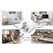 Daisy Home Topraklı Dişi Priz 16A 250V Schuko Uyumlu Avrupa Tipi Elektrik Priz Aparatı Yüksek Akım Taşıma Kapasiteli Dayanıklı Sağlam Gövdeli Ev Ofis ve Atölye Kullanımına Uygun Beyaz