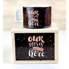Daisy Home Giftmoda Ahşap Kutusunda Our Story Tasarımlı Kupa Bardak