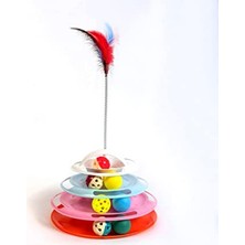 Cekar Store Tower Of Tracks 4 Katlı Tüylü Yuvarlak Kedi Oyuncağı 24 x 13 cm (Mix)